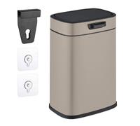 Relaxdays Pattumiera da Appendere in Cucina, Cestino da 5 l, Secchio per Umido Estraibile, Coperchio, in Ferro, Beige, 30% plastica 70%