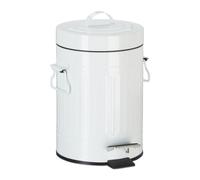 Relaxdays Pattumiera Vintage con Pedale, Cestino per la Spazzatura per Bagno e Cucina, 3 Litri, Bianco, Ferro