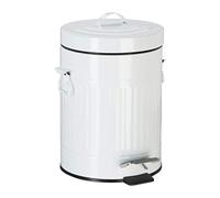 Relaxdays Pattumiera Vintage con Pedale, Cestino per la Spazzatura per Bagno e Cucina, 5 Litri, Bianco, Ferro