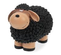 Relaxdays Pecorella Decorativa, Statua in Poliresina per Giardino Dipinta a Mano 16x21x12,5 cm, Nero Marrone
