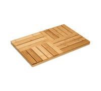 Relaxdays Pedana bambù, 61 x 40 cm, Tappetino Antiscivolo da Doccia, Vasca e Sauna, Interno, Esterno, Naturale
