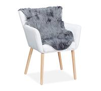 Relaxdays Pelliccia Sintetica, Soffice Tappeto in Vello d’Agnello Finto, Lavabile, Sedie & Divani, 60x90 cm, Grigio, Acrilico, Poliestere, 1 pz