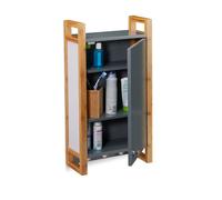 relaxdays 58 x 31,5 x 15 cm, Grigio Scuro Pensile, Armadietto con Struttura Un bambù e 3 Ganci, per Il Bagno HLP