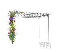Relaxdays Pergola, Metallo, HxLxP: 215 x 320 x 190 cm, Copertura per terrazza autoportante, Arco per Rose, Nero