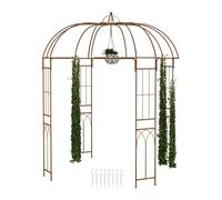 Relaxdays Arco per Piante Rampicanti da Giardino, Gazebo Metallo Rose, Pergola HLP 269x211x211 cm, Padiglione, Bronzo, Acciaio