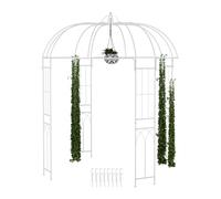 Relaxdays Arco per Piante Rampicanti da Giardino, Gazebo Metallo Rose, Pergola HLP 269x211x211 cm, Padiglione, Bianco, Acciaio