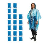 Relaxdays Pezzi Poncho Antipioggia, in Set da 20, Mantellina di Emergenza con Cappuccio, per Adulti, Monouso, Unisex, Blu, 123 x 125 x 0.01 cm
