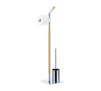 Piantana da bagno set porta carta igienica scopino portascopino cromo e legno