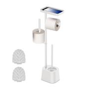 Piantana Porta Rotolo Carta Igienica Scopino Bagno Acciaio Inox 65,5x29x11,5 cm