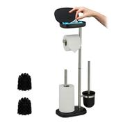 Relaxdays Piantana da WC con scopino e portarotoli