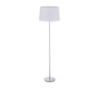Relaxdays Lampada da Terra con Paralume, Stelo Cromato, Attacco E27, Ø 40 cm, Piantana da Pavimento, 148,5 cm, Bianco