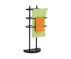 Relaxdays Piantana nera con 3 aste portasciugamani