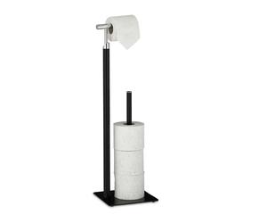 Relaxdays Piantana nera portacarta igienica