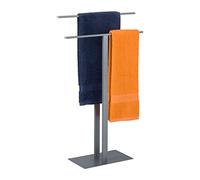 Relaxdays Piantana Porta Asciugamani, 2 Bracci a Forma di T, HLP: 82x50x19 cm, Bagno, Cucina e Camera, in Ferro, Grigio