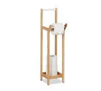 Relaxdays Piantana Porta Rotolo Carta Igienica, Supporto Autoportante in bambù, HLP: 72 x 17,5 x 24 cm, Marrone Chiaro
