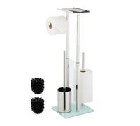 Piantana Portarotolo Bagno Porta Carta Igienica Scopino WC Mensola 66x24x18 cm