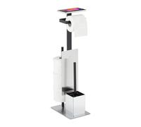 Piantana portarotolo e portascopino Supporto carta igienica Inox Antigraffio