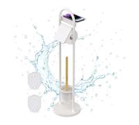 Relaxdays Piantana Portarotolo e Scopino, Portascopino Bagno, Porta Rotolo Carta Igienica, HLP: 79x21,5x21,5 cm, Bianco, 50% Ferro