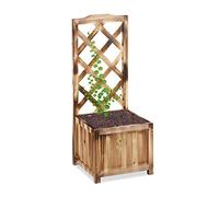 relaxdays Piante con Graticolato, Giardino Vaso 20 Litri e Griglia 90 cm, Effetto Legno Bruciato, m