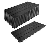 Relaxdays Piastre WPC 12 pz 60x30 cm Effetto Legno Antracite, Incastro 2,2 m² Balcone/terrazza