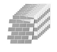 Relaxdays Piastrelle adesive 10 pz, Bagno e Cucina, 30x30 cm, 3D tagliabili, PU, Grigio