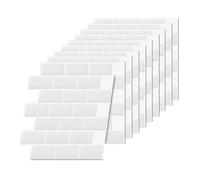 Relaxdays Piastrelle autoadesive 30x30 cm, Bagno e Cucina, 3D, tagliabili, Bianche, 10 Pezzi