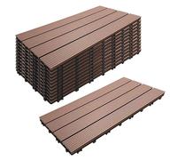 Relaxdays Piastrelle in WPC, 12 Pezzi, 60 x 30, Resistenti alle intemperie, per terrazze, Sistema a clic, 2,2 m², Effetto Legno, Marrone