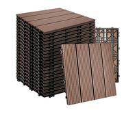 Relaxdays Piastrelle in WPC, 22 Pezzi, 30 x 30 cm, Resistenti alle intemperie, per terrazze, Sistema a clic, 2 m², Effetto Legno, Marrone