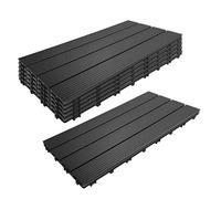 Relaxdays Piastrelle in WPC, 6 Pezzi, 60 x 30, Resistenti alle intemperie, per terrazze, Sistema a clic, 1,1 m², Effetto Legno, Antracite