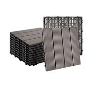 Relaxdays Piastrelle WPC 11 pz, 30x30 cm, Effetto Legno, Grigio per Balcone e terrazza