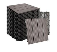 Relaxdays Piastrelle WPC 22 pz, 30x30cm, 2 m², clic, Effetto Legno, Grigio, Esterni