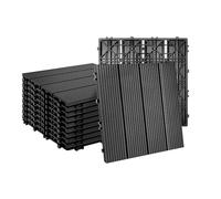 Relaxdays Piastrelle WPC Effetto Legno, 11 pz, 30x30 cm, 1 m², Esterni/Balcone, Click, Antracite