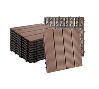Relaxdays Piastrelle WPC Effetto Legno, 11 pz, 30x30 cm, Balcone/terrazza, clic, 1 m²