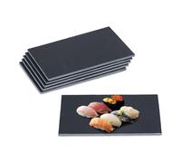 Relaxdays Piatti da Portata in Ardesia, Set da 6 Vassoi Rettangolare 26x16 cm, Servire Sushi, Salumi e Formaggi, Nero