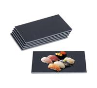 Relaxdays Piatti in Ardesia, Set da 6 Vassoio da Buffet per Servire Formaggi, Salumi e Aperitivo, 30 x 20 cm, Antracite