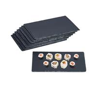 Relaxdays Piatti in Ardesia, Set da 8 Vassoio da 26 x 16 cm per Servire e da Scrivere, Tavolette per Buffet, Antracite
