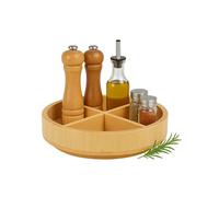 Relaxdays Piatto Girevole, bambù, 360°, 4 Scomparti, divisori Estraibili, HxP: 6 x 23,5 cm, Organizer spezie, Naturale