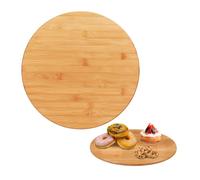 Relaxdays Piatto Girevole, 360° Gradi, Tagliere Rotondo, Base per Torte, Porta Spezie in bambù, Diametro 40 cm, Marrone