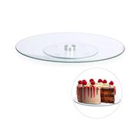 relaxdays Piatto per Torte, Girevole a 360º, Ø 30cm, per Decorare e Servire, Tortiera Rotonda, Vetro, Trasparente