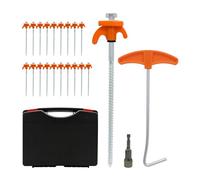 Relaxdays Picchetti a Vite, Set 20, Acciaio, Valigetta, 20,5cm, Fluorescenti, ancoraggi al Suolo, per Esterni, Bianchi