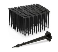 Relaxdays Picchetti di Plastica da 11 cm, Set da 100 Picchetti di Ancoraggio, per Teli da Giardino, L: 11,5 cm ca., Nero