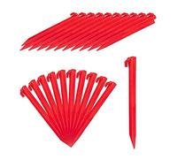 Relaxdays Picchetti, Set 32 Punteruoli, per Terreni Sabbiosi e Soffici, Chiodi 31 cm ca. di Lunghezza, Plastica, rosso