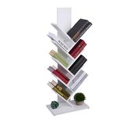 Relaxdays Weißes Bücherregal in Baumform Ripiani, 102 x 40 x 21,5 cm, a Forma di Albero, Libri, CD, libreria, Bianco, 98% Fibra di Legno 2% Silicone, 9 Ebenen