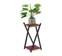 Relaxdays Portavaso a Colonna, Scaffale Porta Fiori 57x29x29 cm, Tavolino, Piedistallo Design, Nero Marrone Scuro, Fibra di Legno, 1 pz