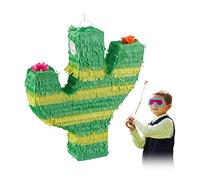 Relaxdays Pignatta a Forma di Cactus, da Appendere, per Bambini e Bambine, Compleanno, Feste & Eventi, da Riempire,verde