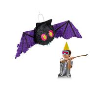 Relaxdays Pignatta a Forma di Pipistrello, da Appendere, Bambini e Adulti, da Riempire, per Halloween & Compleanni, nera