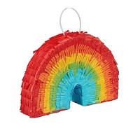 Relaxdays Pignatta Arcobaleno, Mini Piñata da Appendere, Gioco Bambini, Compleanni, da Riempire, 18x26x5,5 cm, Colorata, Carta
