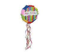 Relaxdays Pignatta con Scritta 'Happy Birthday, Piñata da Appendere, Compleanni, da Riempire, DxP: 32x9 cm, Multicolore