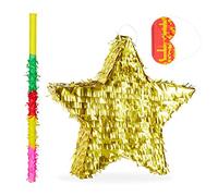 Relaxdays Pignatta Stella da Riempire, Set di Accessori, Asta, Maschera Feste Compleanno, Stellina da Colpire, Colorata
