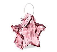 Relaxdays Pignatta Stella, Mini Piñata da Appendere, Gioco Bambini, Compleanni, da Riempire, HLP 12 x 12 x 4 cm, Rosa, Cartone